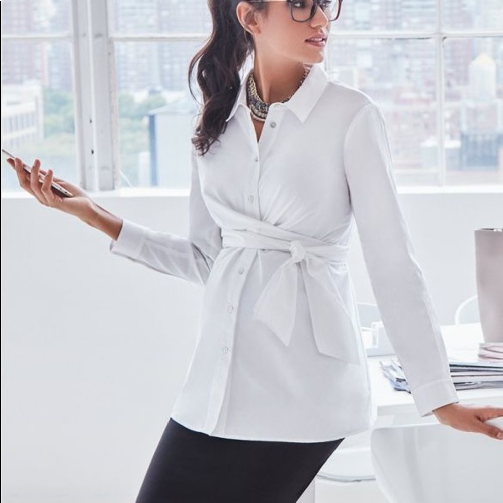 Seraphine White Stretch Cotton Maternity Shirt